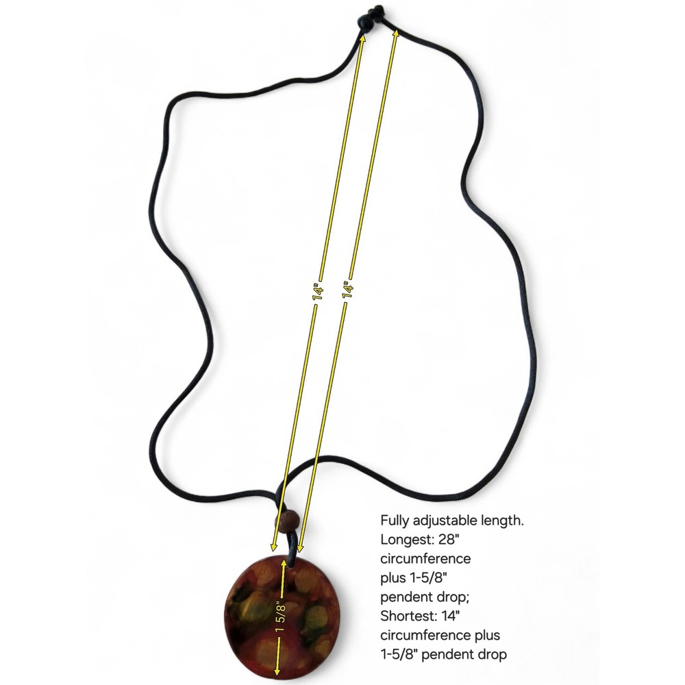 Reversible Mother of Pearl Pendant Necklace Adjustable Cord Hand-Painted Boho - Picture 8 of 8